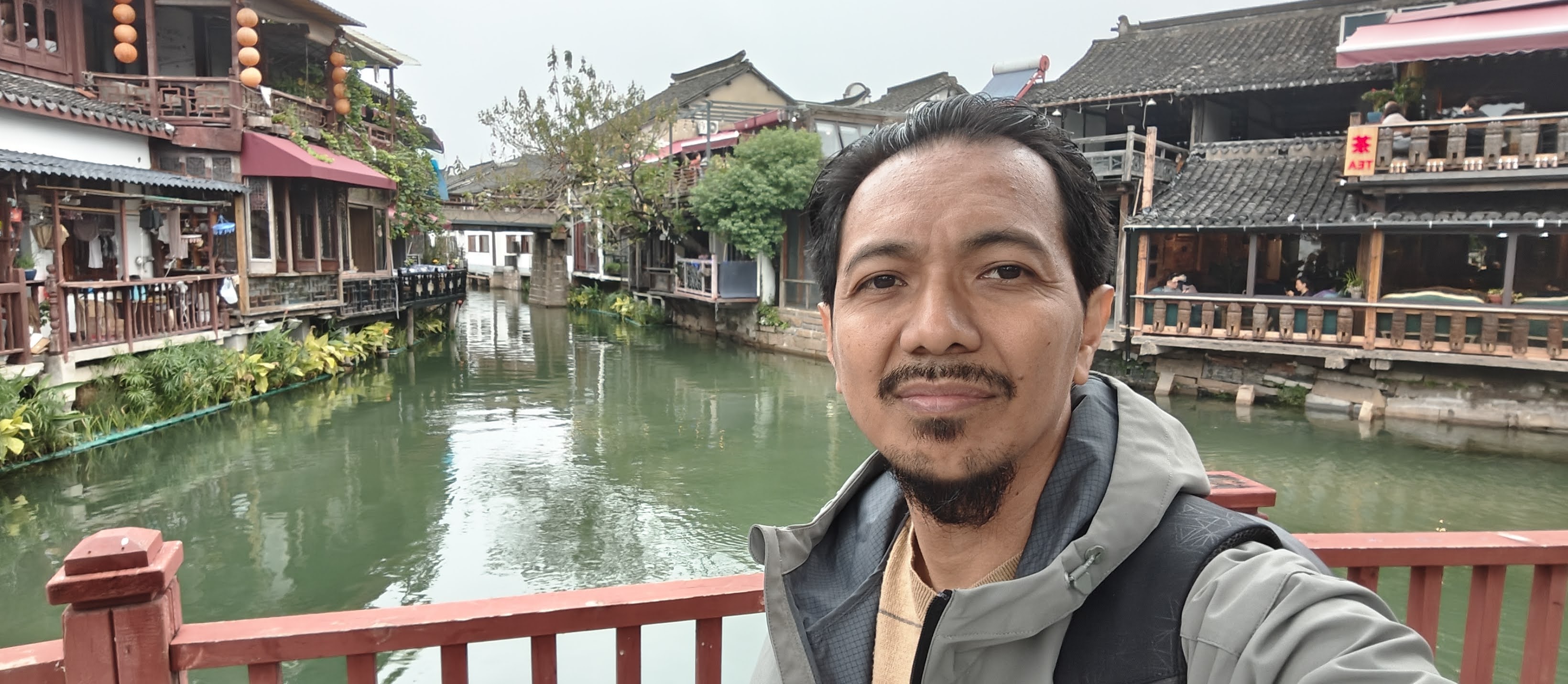 Azrai Ibrahim at a canal waterway in China